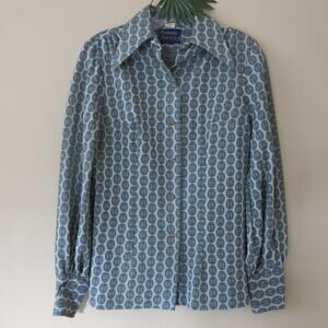 VINTAGE 1970's Panhandle Slim Long Sleeve Western Wear Shirt Size S* Green/Gray